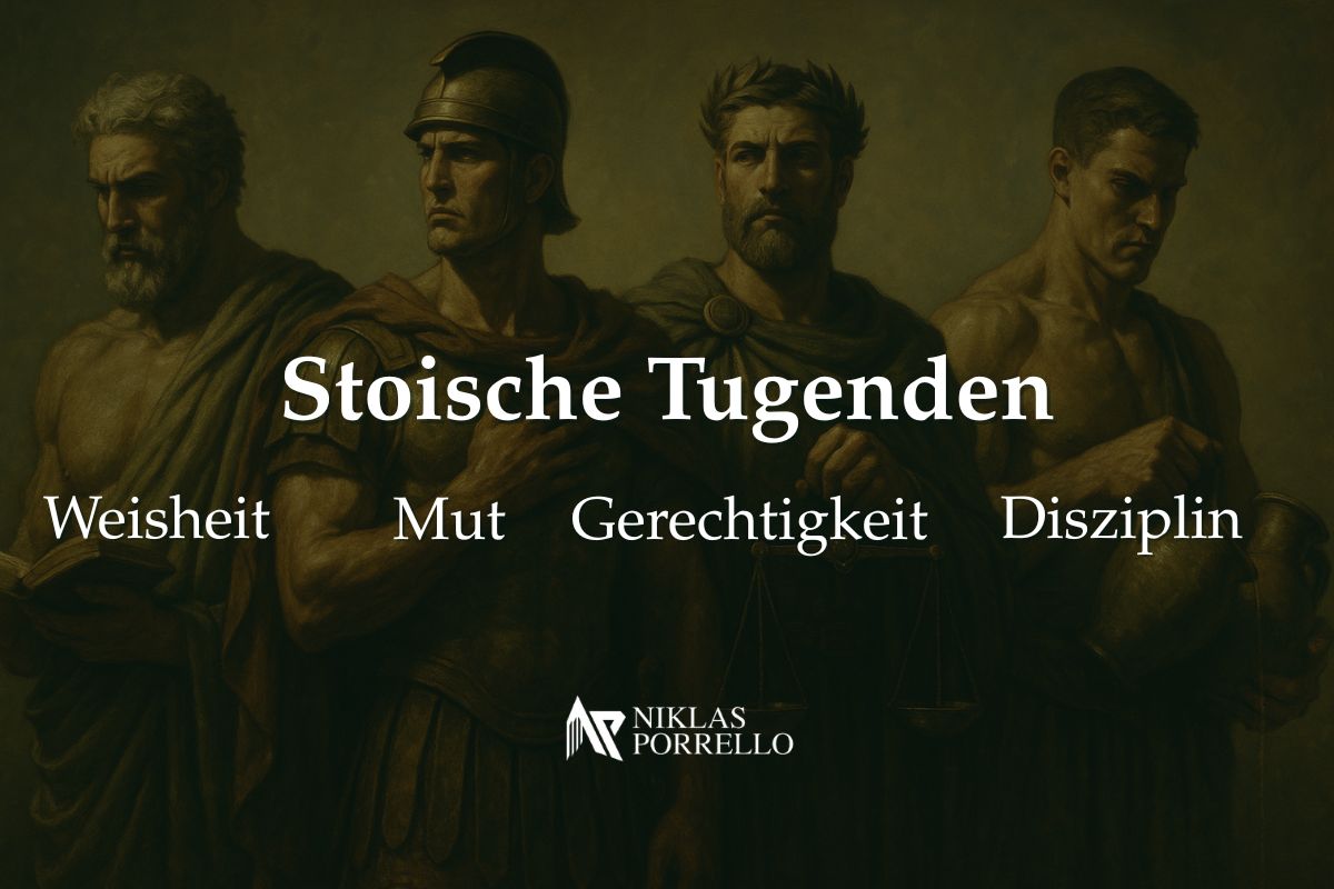 Vier Männer, die die stoischen Tugenden symbolisieren
