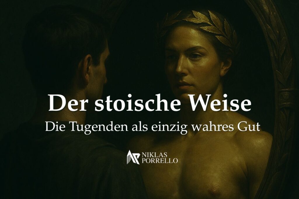 Mann blickt in den Spiegel und sieht den stoischen Weise